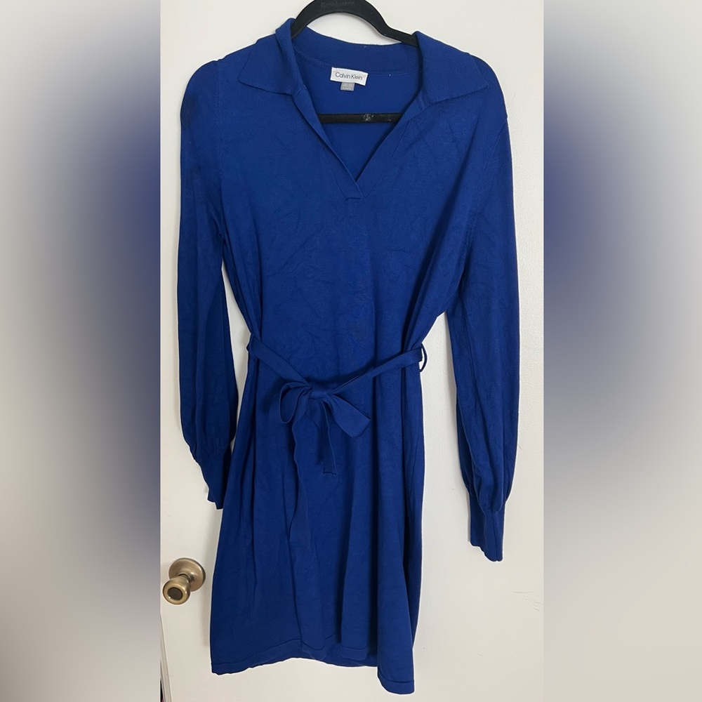 Calvin Klein belted split neck sweater dress - Picture 4 of 5